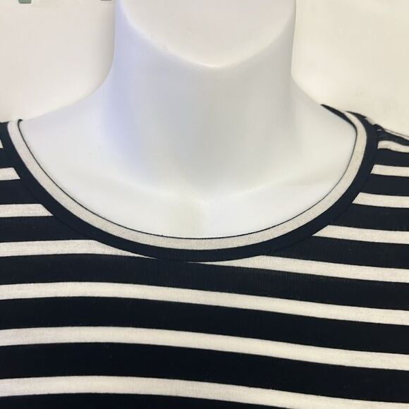 Maette by Stella & Dot Black White Striped Pullover Long Bell Sleeves- Medium - Picture 5 of 12